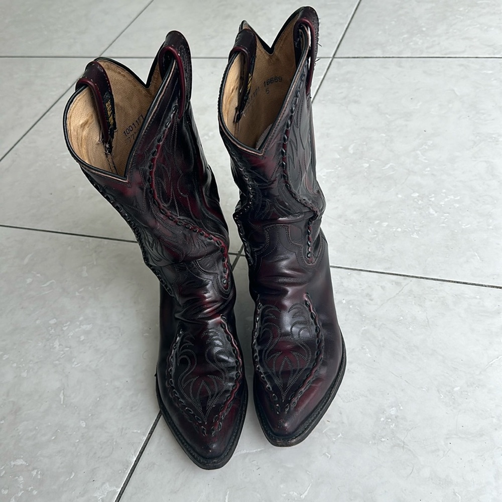 Dan Post burgundy leather cowboy boots